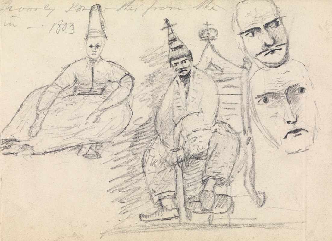 Benjamin Robert Haydon - Study of Two Seated Men in Their Traditional Costume