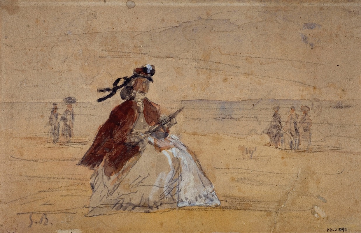 Eugène Boudin - Femme assise au bord de la mer