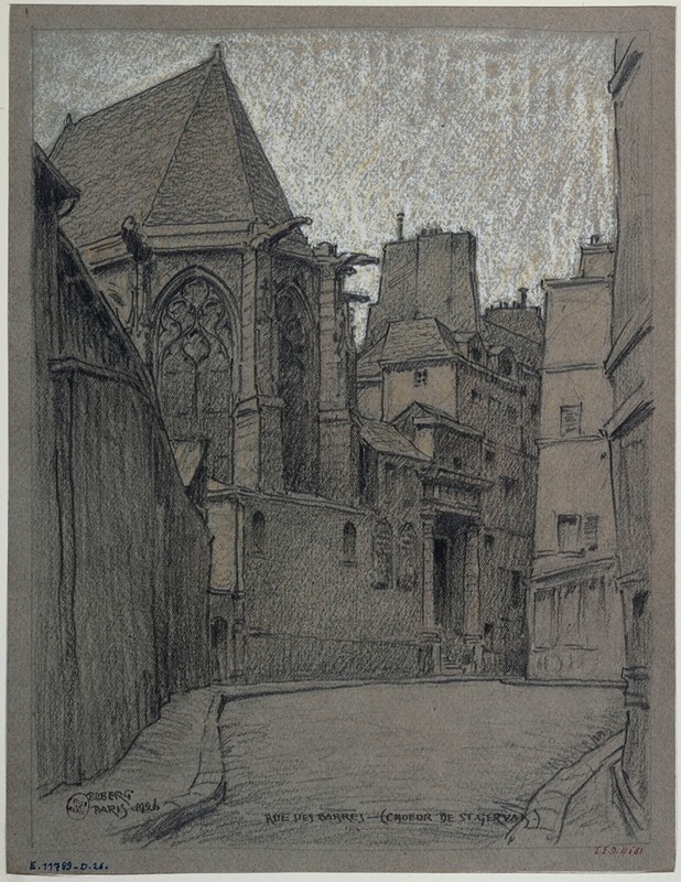 Ferdinand Boberg - La rue des Barres. Le chœur de Saint-Gervais Saint-Protais