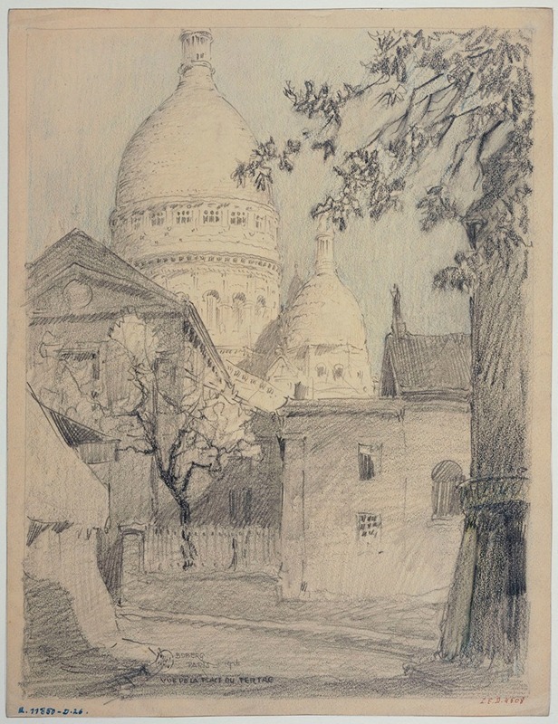 Ferdinand Boberg - Vue de la place du Tertre à Montmartre