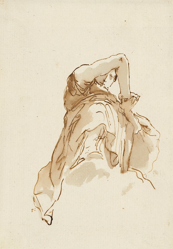 Giovanni Battista Tiepolo - Study of a woman folding her hands, seen from below