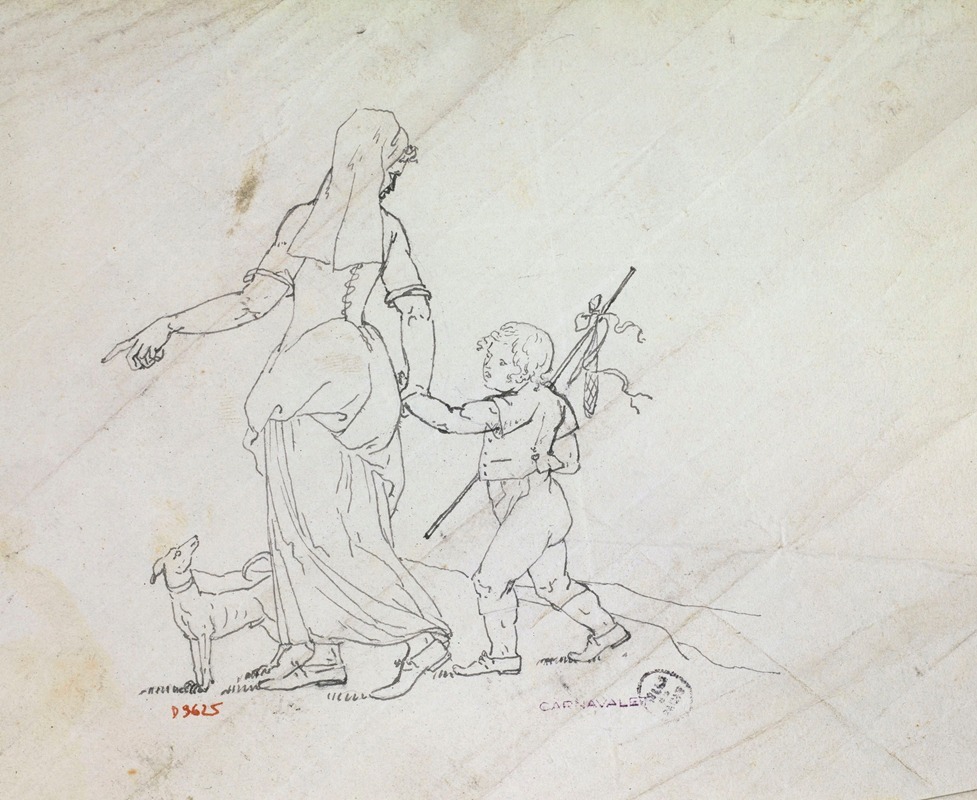 Guillaume Boichot - Femme tenant par la main un petit berger