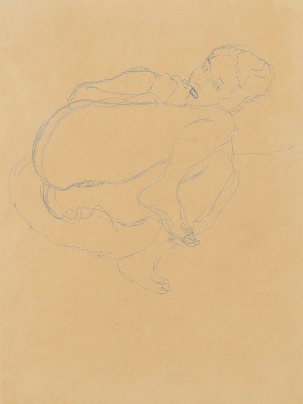 Gustav Klimt - Zusammengekauerter Halbakt