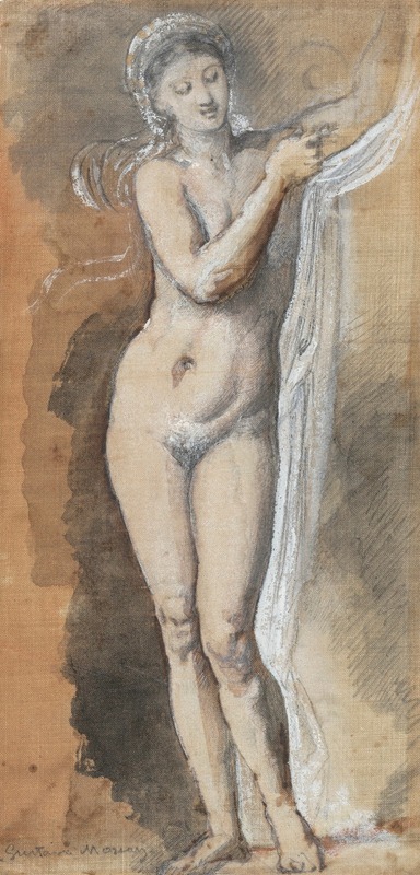 Gustave Moreau - Femme nue (étude avec drap)