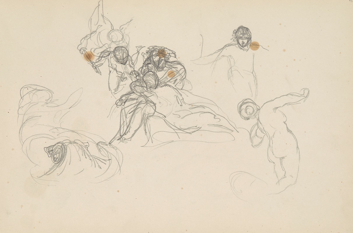 Henryk Siemiradzki - szkice do plafonu ‘Andromeda’; grupa z boginią, szkic Perseusza