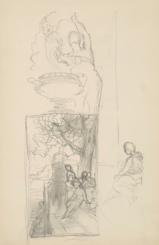 Henryk Siemiradzki - szkice postaci oraz kompozycji idyllicznej ( do obrazu ‘Dziewczęta zasłuchane w dźwięki fletu’)