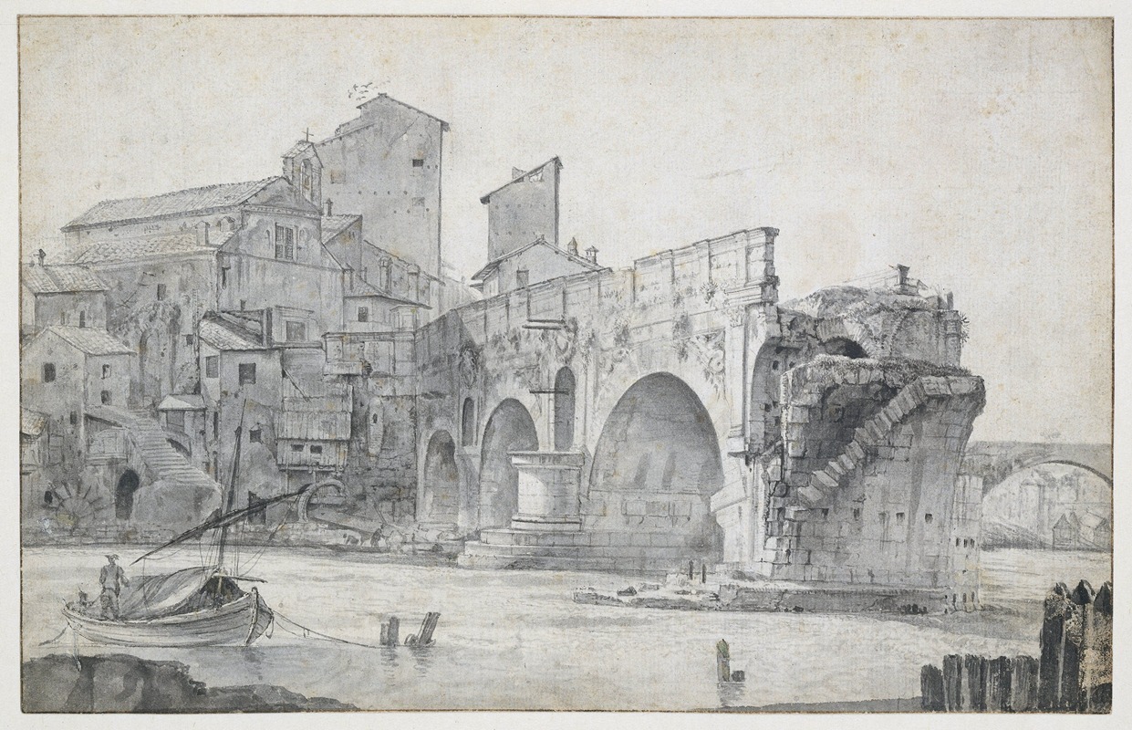 Jan Asselijn - View of the Ponte Rotto in Rome, Seen from the East