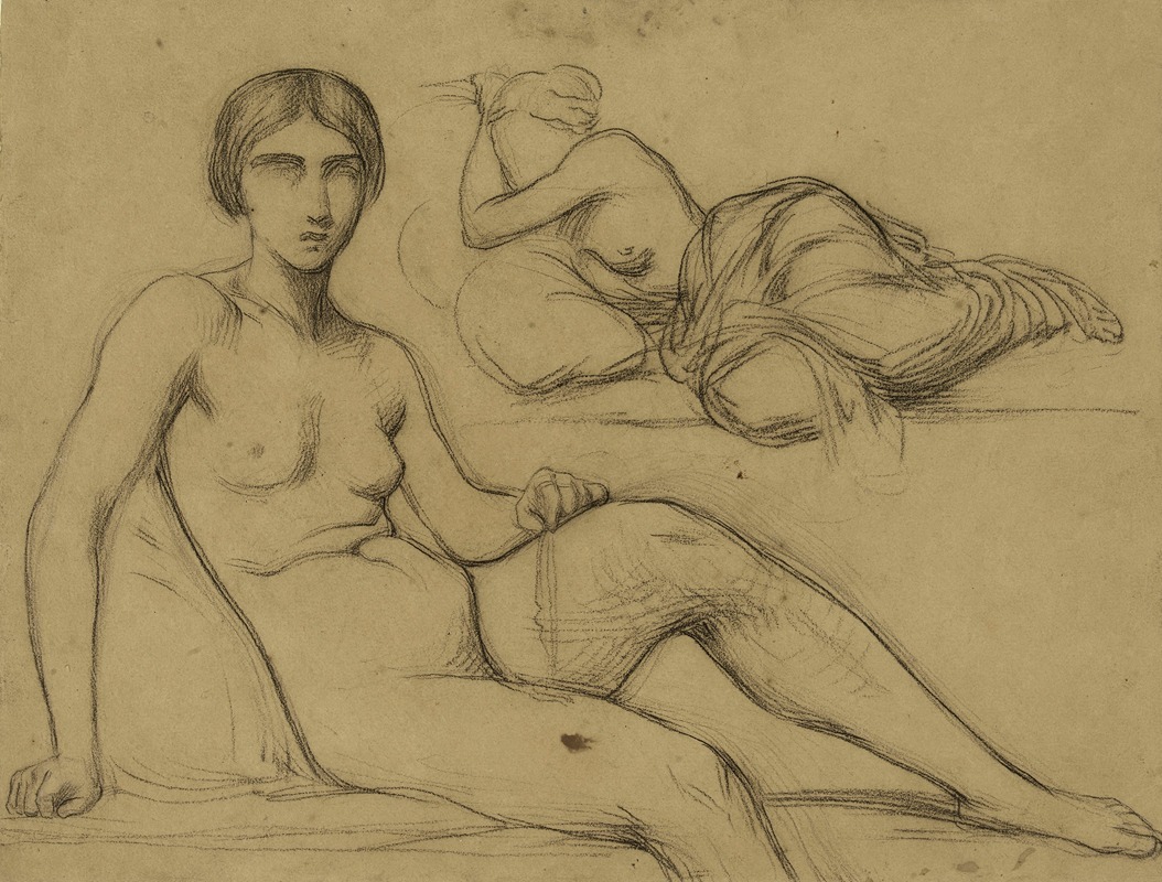 Jean-Achille Benouville - Femme nue assise et femme demie-nue couchée