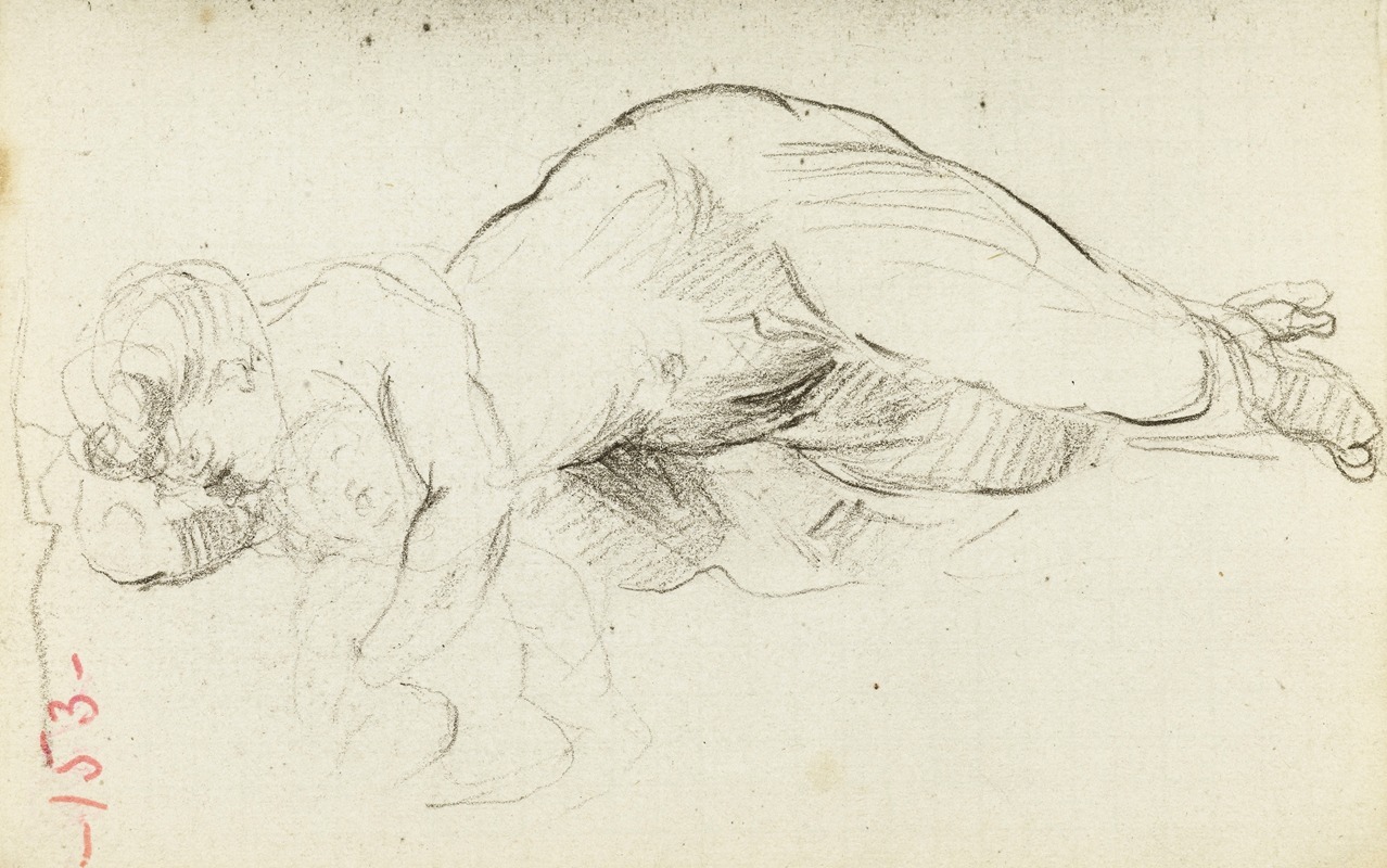 Jean-Baptiste Carpeaux - Etude de femme nue allongée avec un bébé