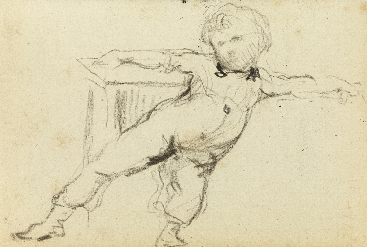 Jean-Baptiste Carpeaux - Etude d’enfant debout de face, les jambes et les bras écartés