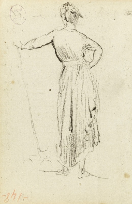Jean-Baptiste Carpeaux - Etude d’une femme debout de dos, la main gauche appuyée sur une pelle