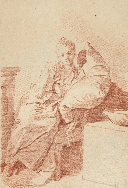 Jean-Honoré Fragonard - A young girl seated in an interior, leaning against a pillow (‘La Jeune malade’)