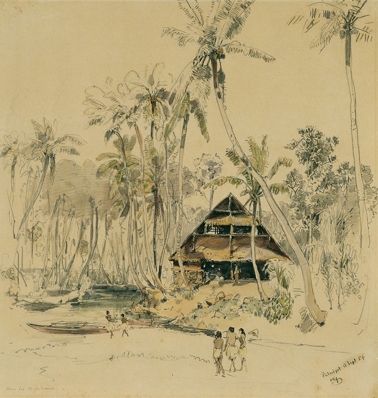 Joseph Selleny - Das Haus des Missionars auf der Insel Puinipet (Ponape), Caroline Islands
