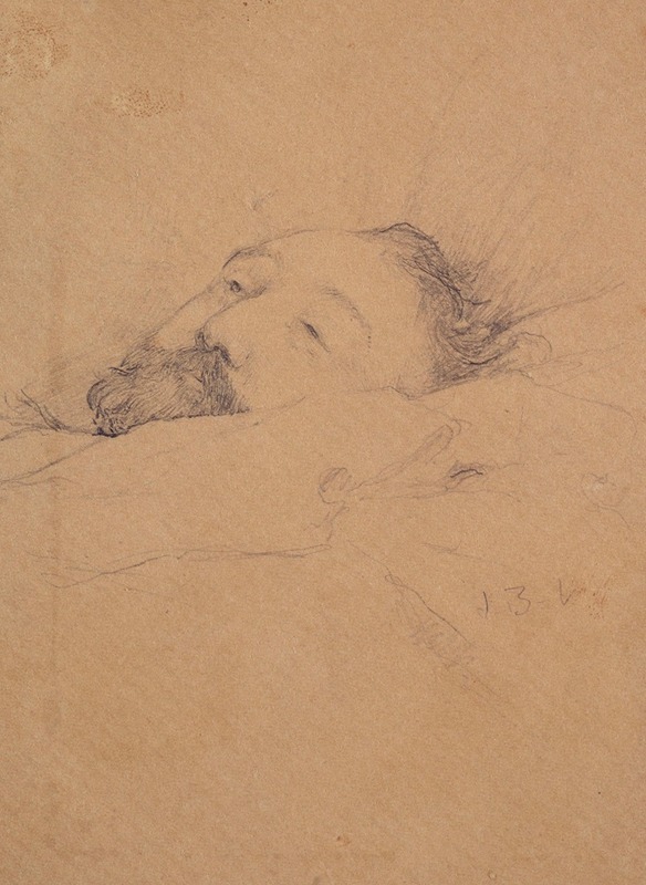 Jules Bastien-Lepage - Gambetta sur son lit de mort, étude de tête.