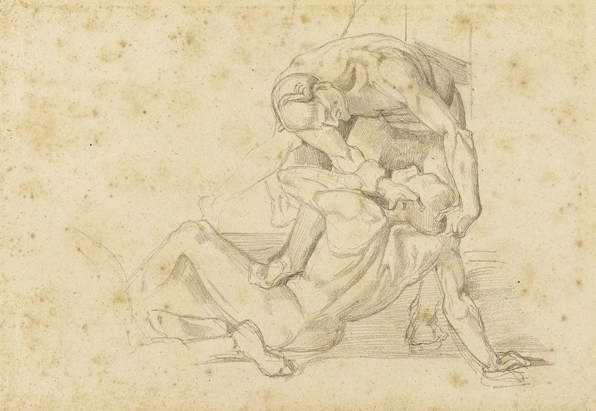 Léon Bonnat - Deux hommes nus luttant (copie d’un fragment de fresque par Luca Signorelli)