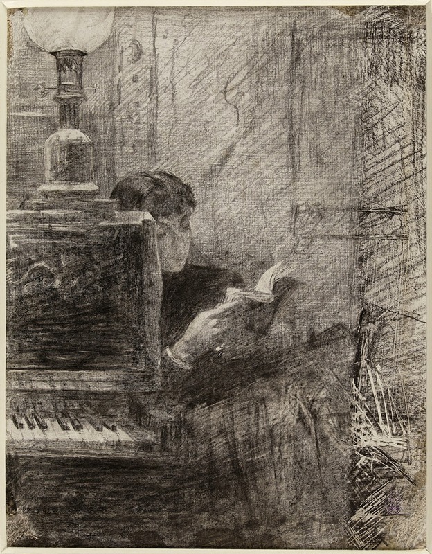 Marie Bashkirtseff - Femme lisant à l’angle d’un piano