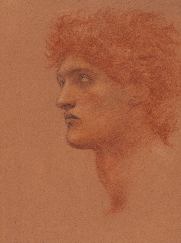 Sir Edward Coley Burne-Jones - Study of a male head in profile, for Perseus in The Call of Perseus