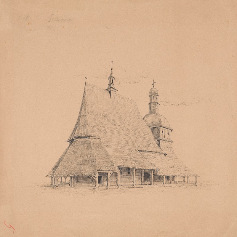 Stanisław Wyspiański - Church St Philippe and St James in Sękowa. Illustration for volume I ‘Portfolio of Conservators of Western Galicia,’ Krakow 1900