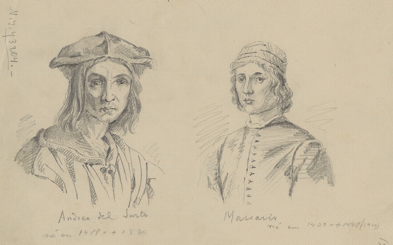 Stanisław Wyspiański - Copies of Engravings Depicting a Portrait of Baccio Bandinelli by Andrea del Sarto and a Self-Portrait of Masaccio