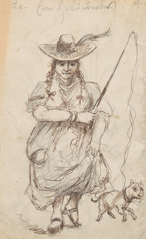 Stanisław Wyspiański - ‘Eine Holländerin’. Caricature of a woman with a dog