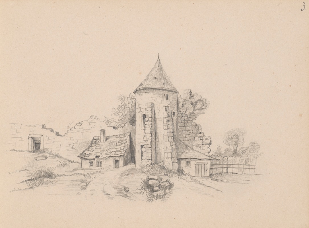 Stanisław Wyspiański - Ruins of a castle wall with tower