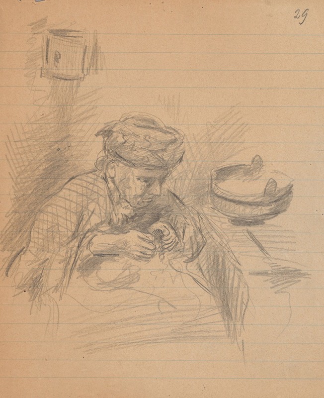 Stanisław Wyspiański - Sketch of a sitting elderly woman in the interior