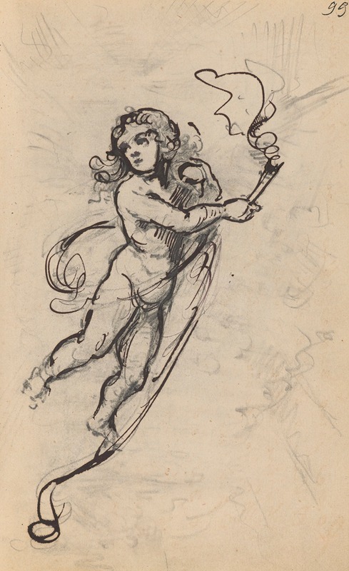 Stanisław Wyspiański - Sketch of putto with torch in hand