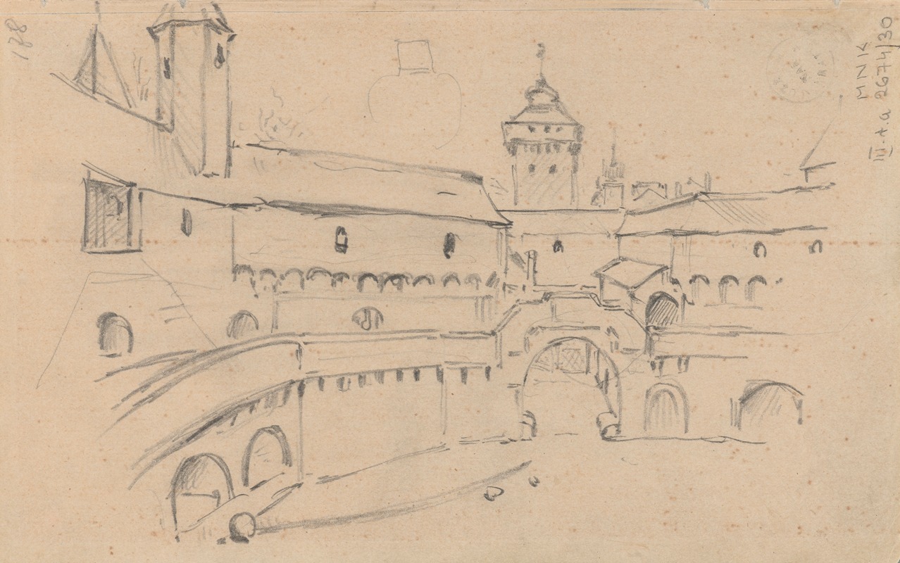 Stanisław Wyspiański - Sketch of the interior of the Barbican of Cracow