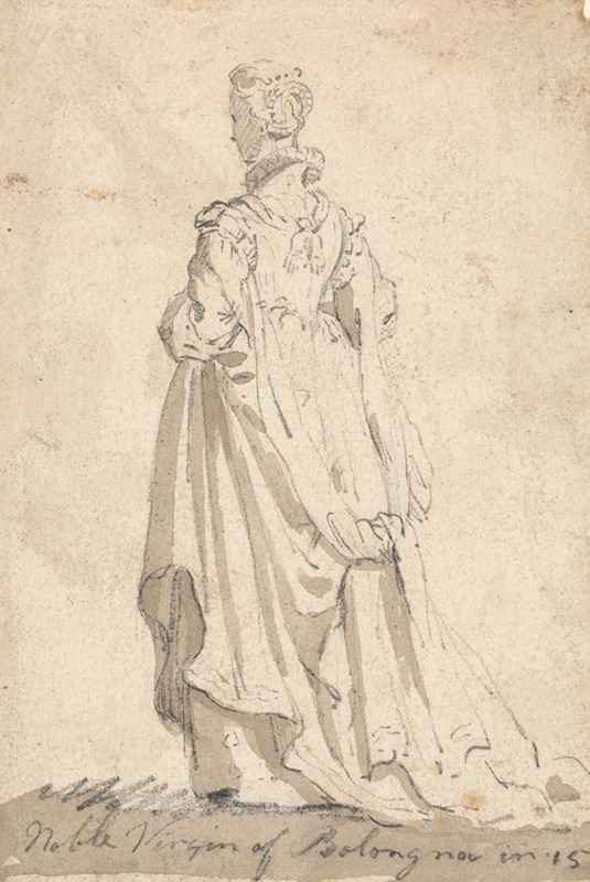 Thomas Girtin - Figure Costume Study; Noble Virgin of Bologna