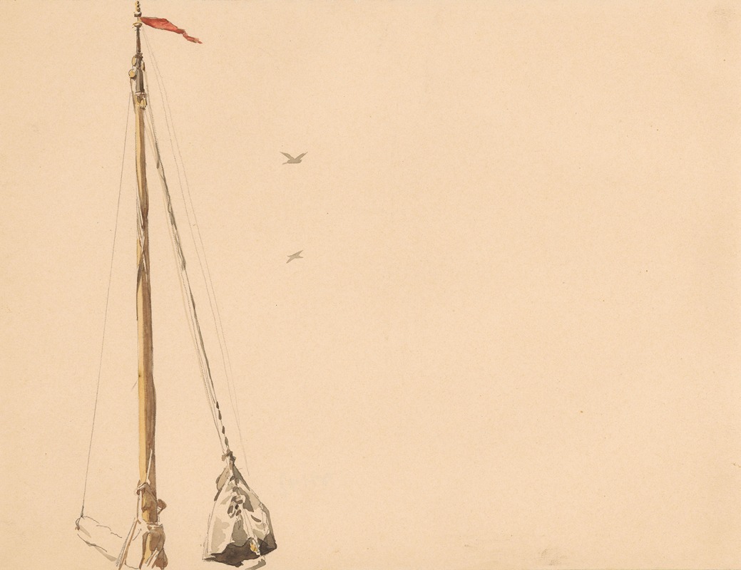 Willem Bastiaan Tholen - Studieblad met mast van een schip