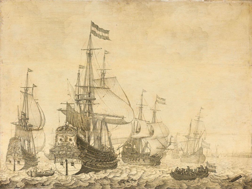 Willem van de Velde the Elder - Seascape with the Dutch Men-of-War including the ‘Drenthe’ and the ‘Prince Frederick-Henry’