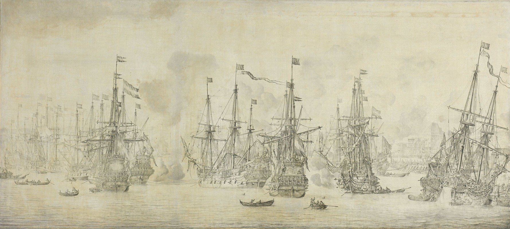Willem van de Velde the Elder - The Failed Attack of the English on the Return Fleet in the Port of Bergen, Norway, 12 August 1665; an episode from the Second Anglo-Dutch War