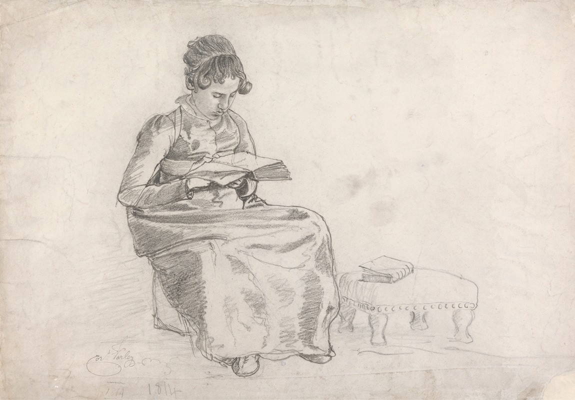 Cornelius Varley - Girl Reading a Book