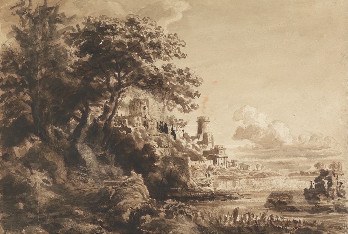 Cornelius Varley - Landscape with Castle