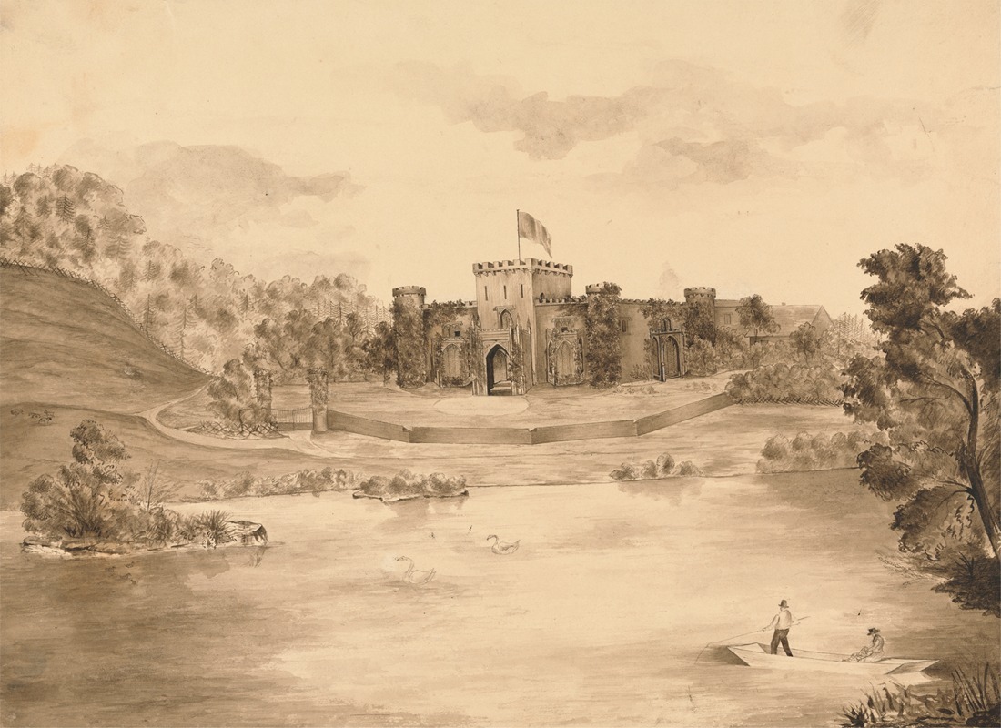 Edward Francis Burney - River Landscape with Castle