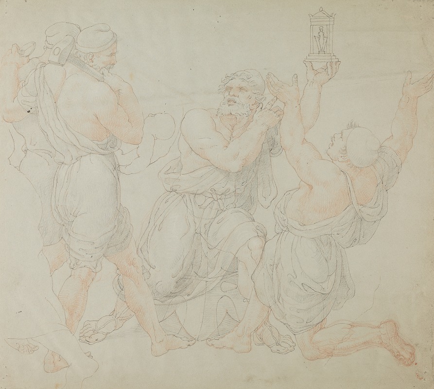 Edward Francis Burney - Study for the Figures of Demitrius and Two Workmen