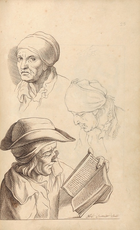 Hamlet Winstanley - Sketches of Two Heads, and a Man Reading a Book