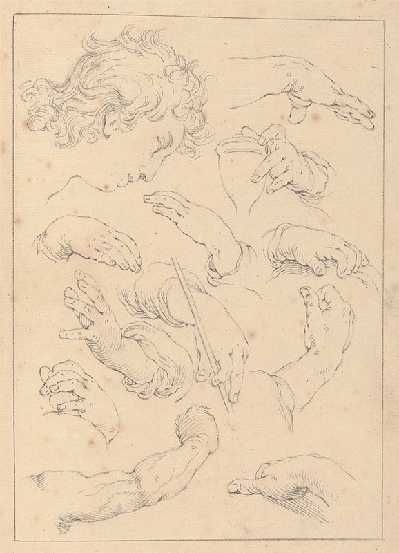 Hamlet Winstanley - Various Sketches of Hands, Heads, and Arms