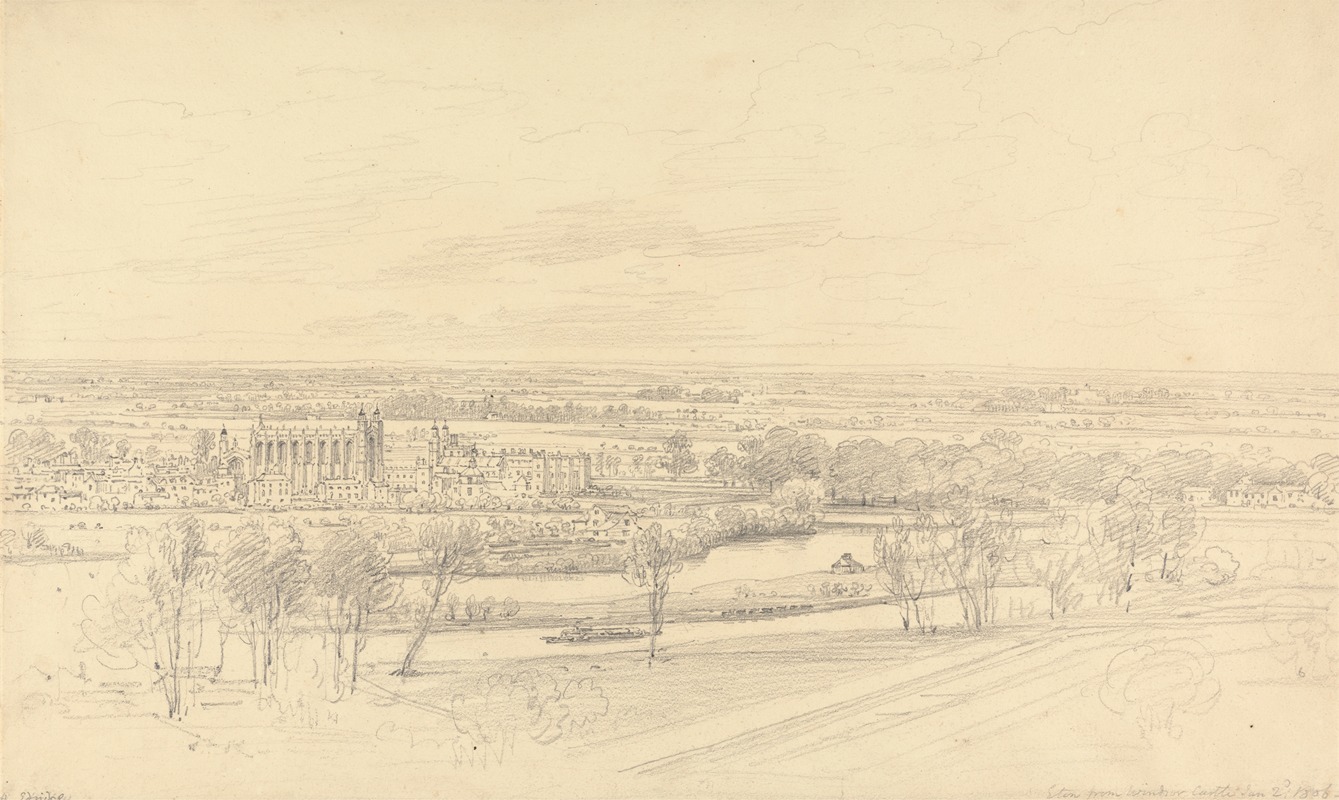 Henry Edridge - View of Eton from Windsor Castle
