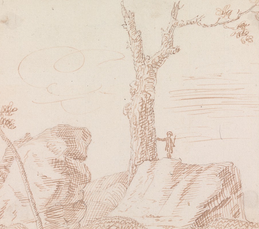 Henry Swinburne - Landscape with Figure, Standing on Large Rock