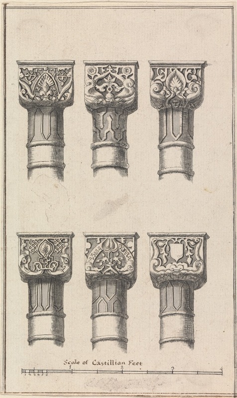 Henry Swinburne - Six Capitals of Columns in the Court of Lions in the Alambra of Granada