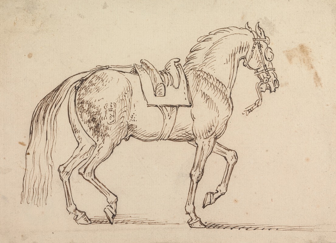 James Seymour - Saddled Horse, with a Crest Branded on His Flank, Walking to Right