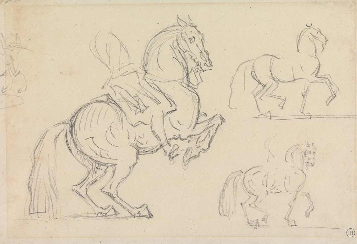 James Seymour - Schooling Horses; Three Studies on a Page