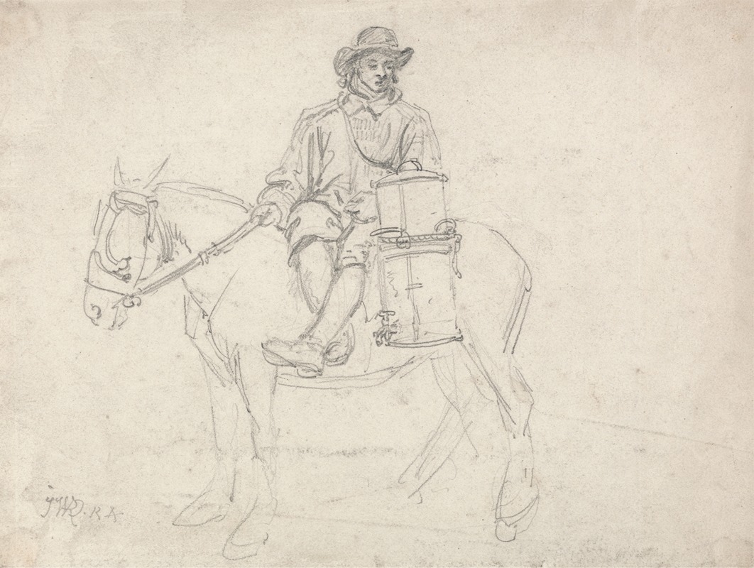 James Ward - A Farmhand Riding Side-saddle, Carrying an Urn