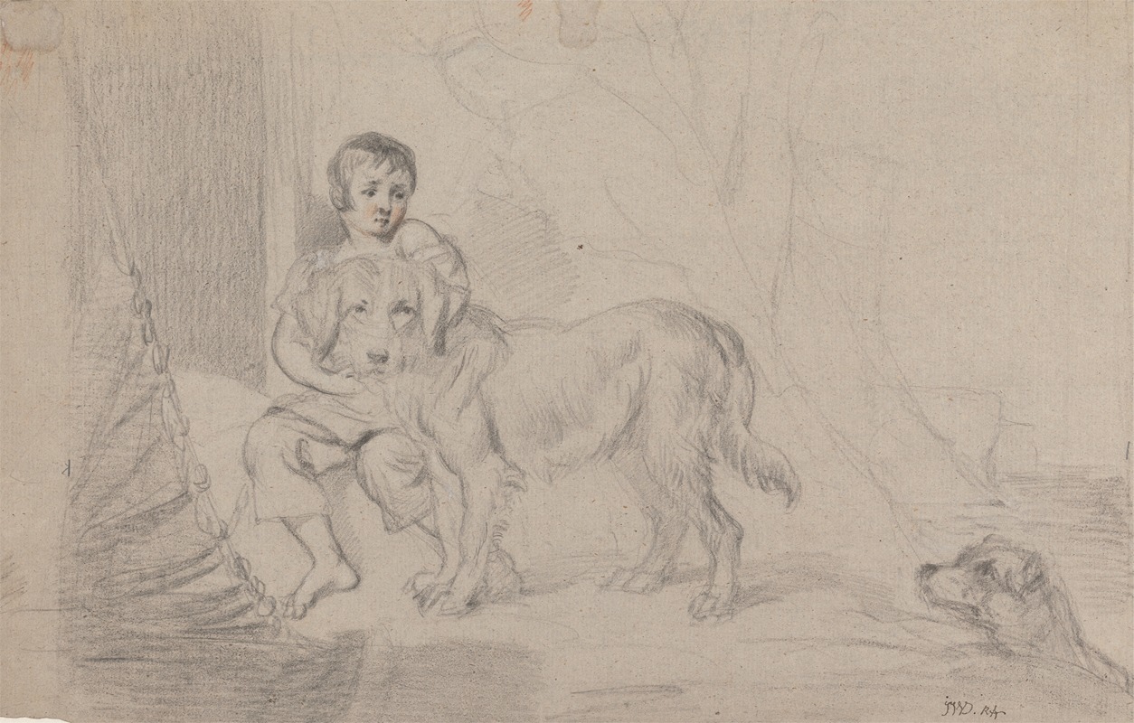 James Ward - A Young Boy with Dogs