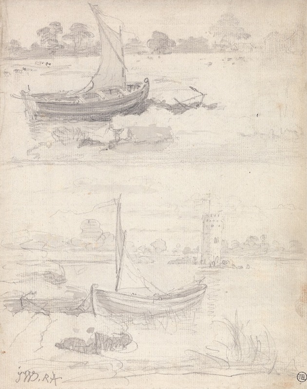 James Ward - Studies of Boats on a Riverside