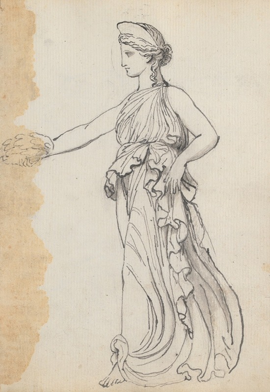 John Flaxman - Female Victory Figure Striding forward Holding a Wreath