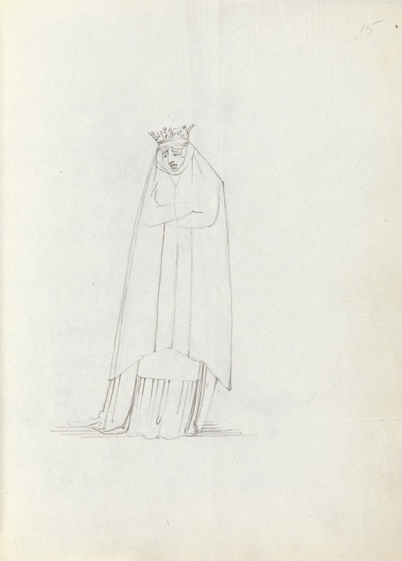 John Flaxman - Mrs. Siddons frontal full body with head looking down, with arms folded