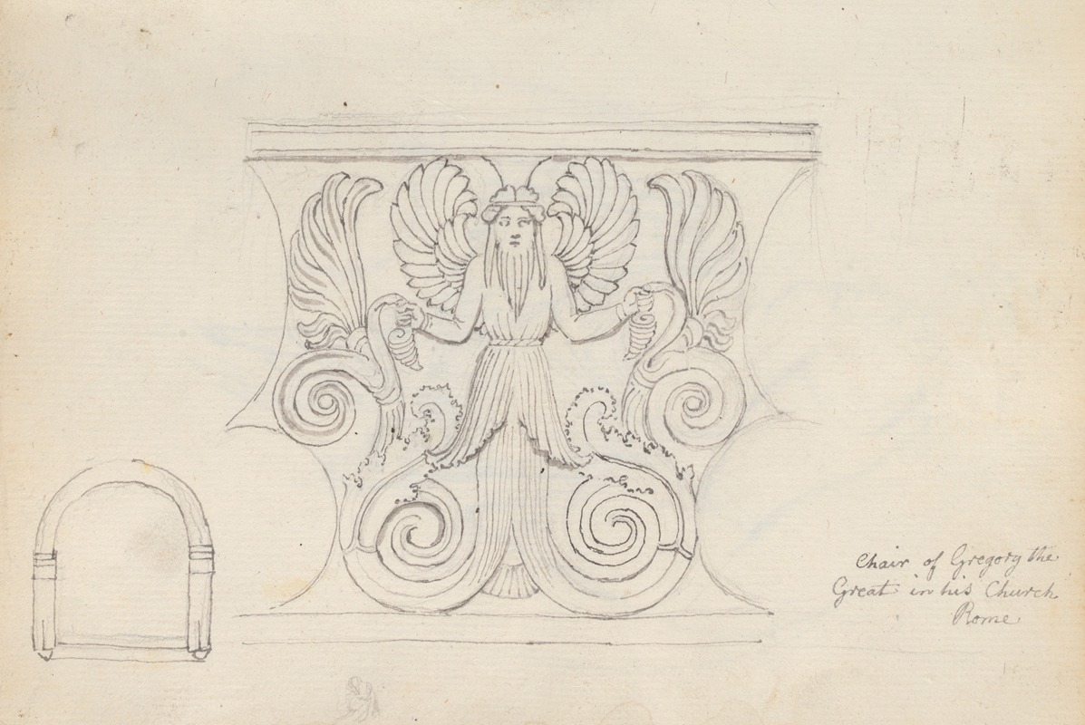John Flaxman - Two Studies, the Throne of Gregory the Great, Church of San Gregorio Magno, Rome