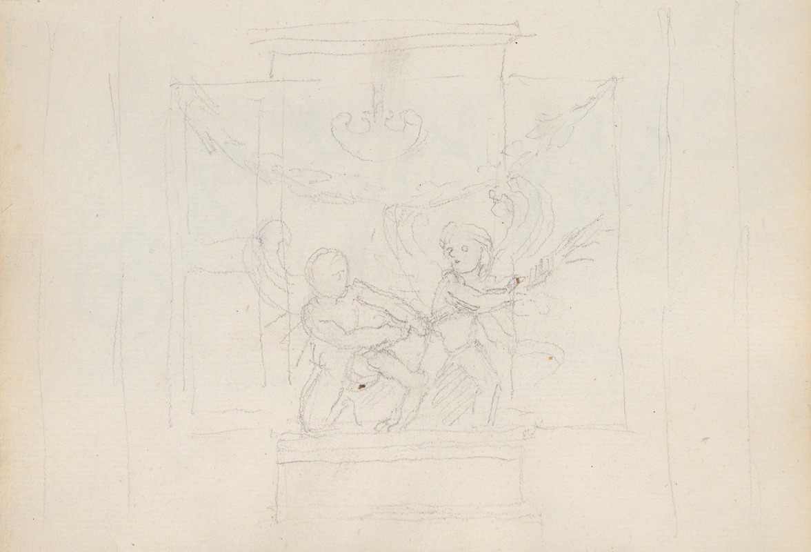 John Flaxman - Two Winged Putti Fighting for the Palm, Eros and Anteros